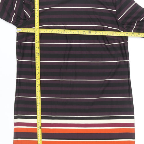 M&Co Women Black Multicolour Stripe Size 12 Shift Dress