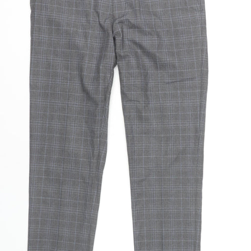 Burton Menswear Men's Grey Check Skinny Fit Formal Dress Trousers Size 32R