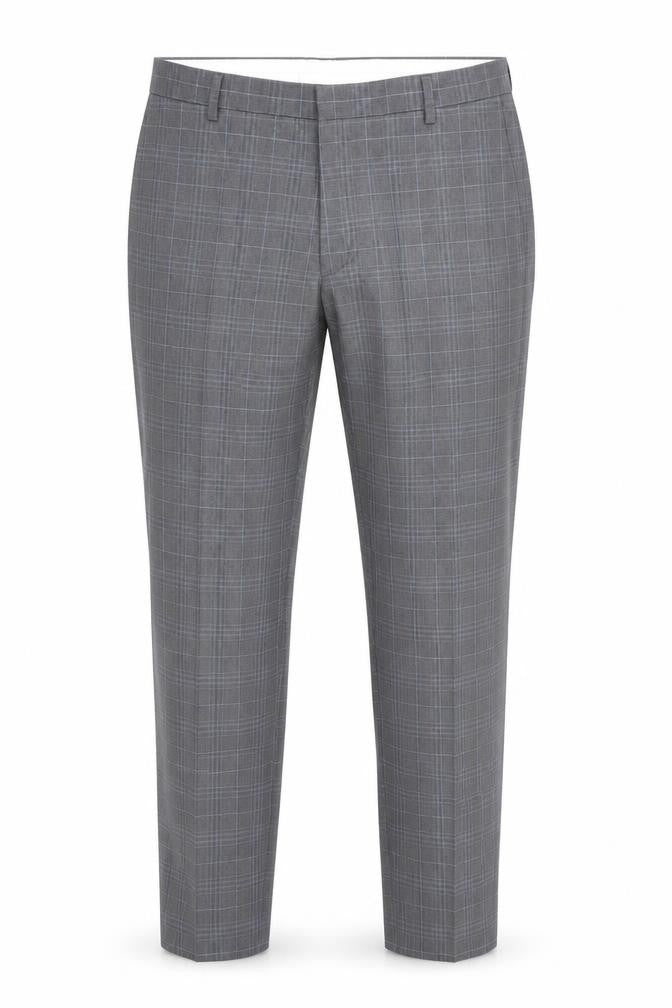 Burton Menswear Men's Grey Check Skinny Fit Formal Dress Trousers Size 32R