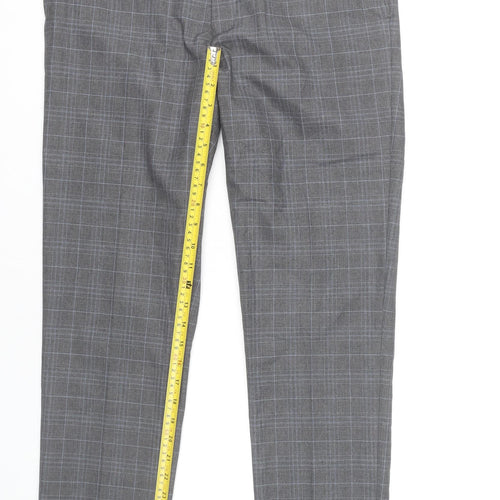 Burton Menswear Men's Grey Check Skinny Fit Formal Dress Trousers Size 32R