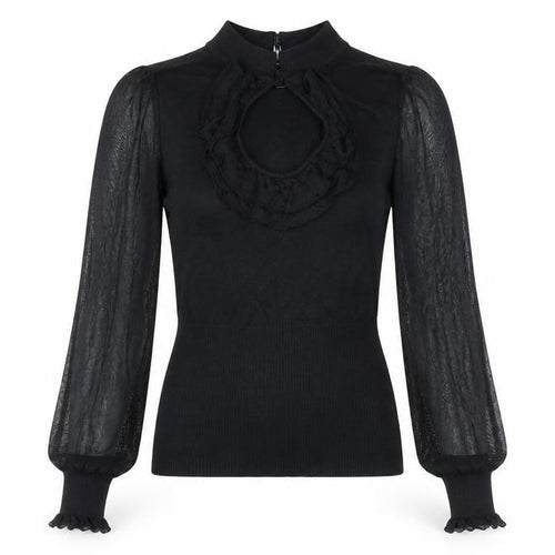 Arden B. Women’s Black Ruffle High Neck Tunic Blouse Size S
