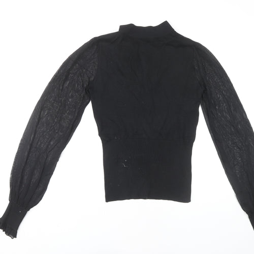 Arden B. Women’s Black Ruffle High Neck Tunic Blouse Size S