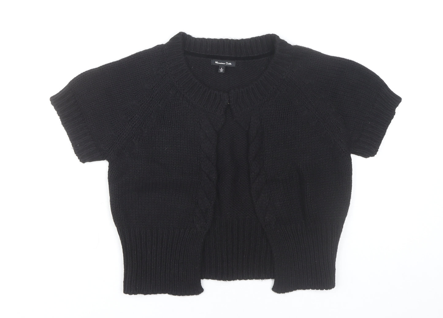 Massimo Dutti Women's Black Cardigan Jumper S Short Sleeve Knit