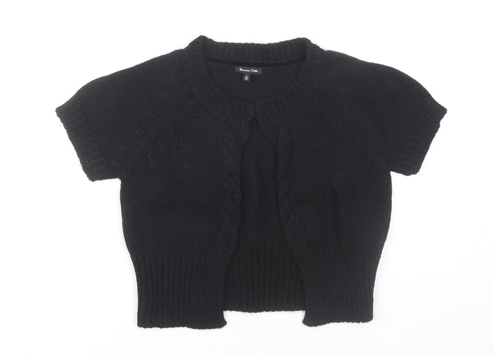 Massimo Dutti Women's Black Cardigan Jumper S Short Sleeve Knit