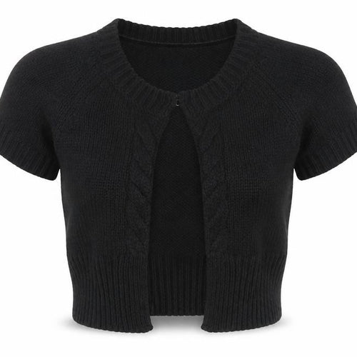 Massimo Dutti Women's Black Cardigan Jumper S Short Sleeve Knit