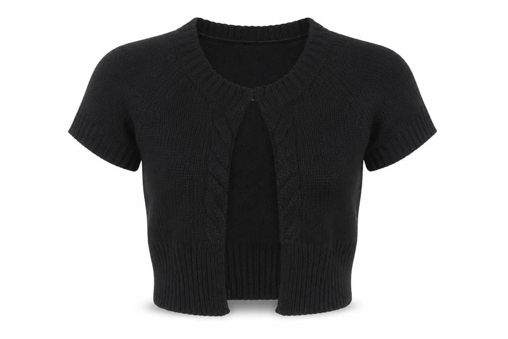 Massimo Dutti Women's Black Cardigan Jumper S Short Sleeve Knit