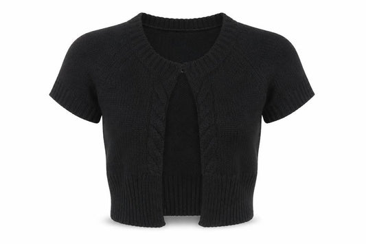 Massimo Dutti Women's Black Cardigan Jumper S Short Sleeve Knit