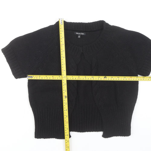 Massimo Dutti Women's Black Cardigan Jumper S Short Sleeve Knit