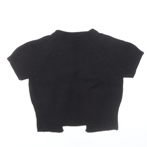 Massimo Dutti Women's Black Cardigan Jumper S Short Sleeve Knit
