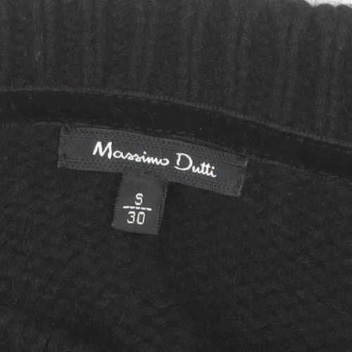 Massimo Dutti Women's Black Cardigan Jumper S Short Sleeve Knit
