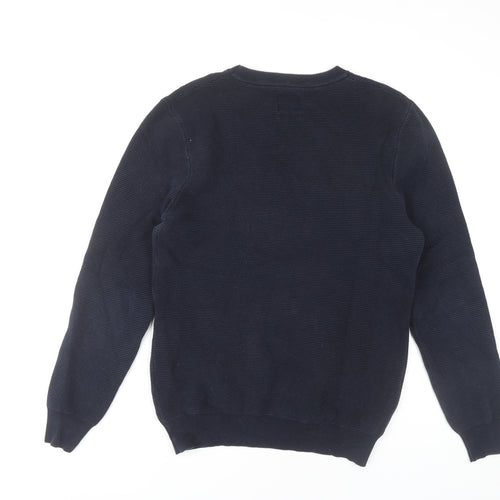 yd. Men’s Blue Cotton Nylon Crew Neck Jumper Size L