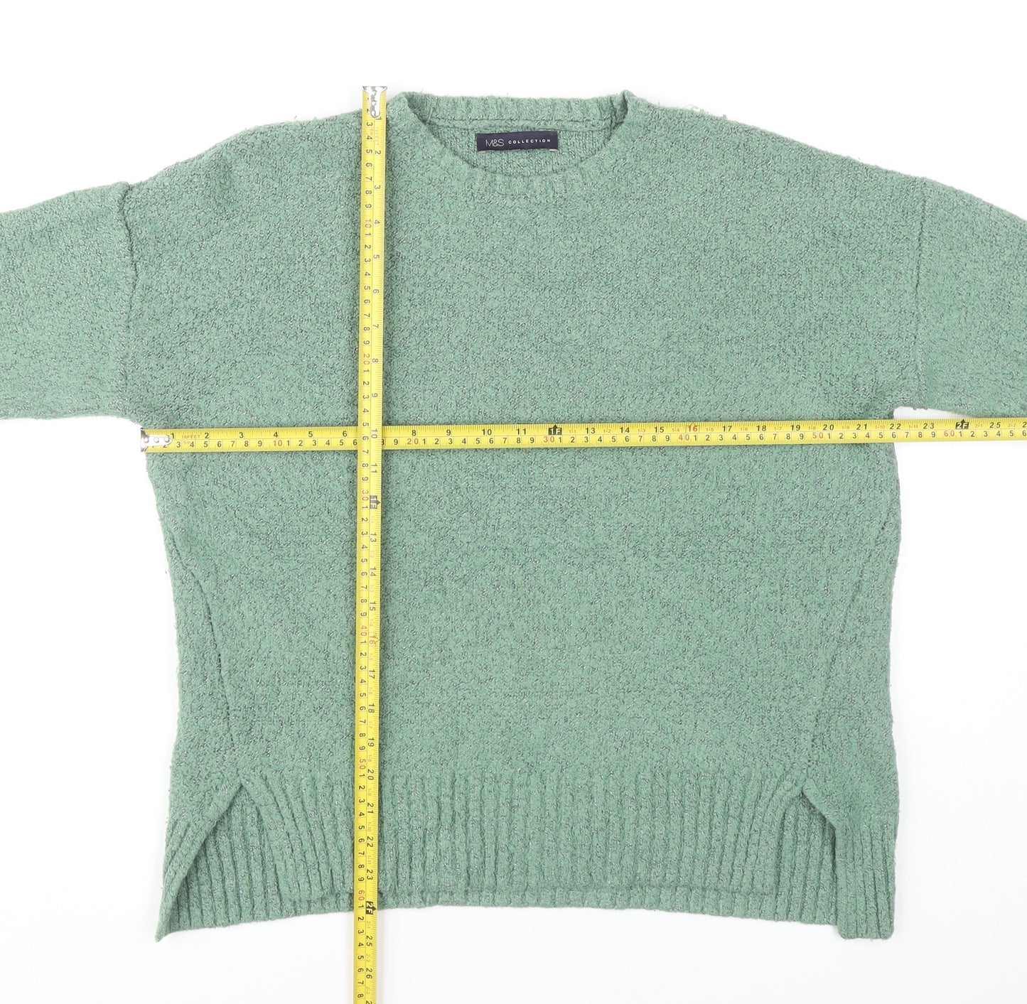 Marks and Spencer Womens Green Medium Pullover Jumper Crew Neck Knit