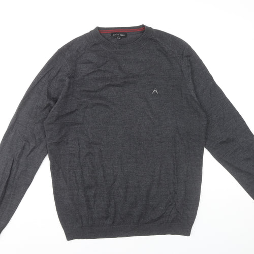 Austin Reed Mens Grey Wool Blend Jumper M Crew Neck Pullover