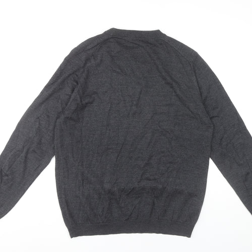 Austin Reed Mens Grey Wool Blend Jumper M Crew Neck Pullover