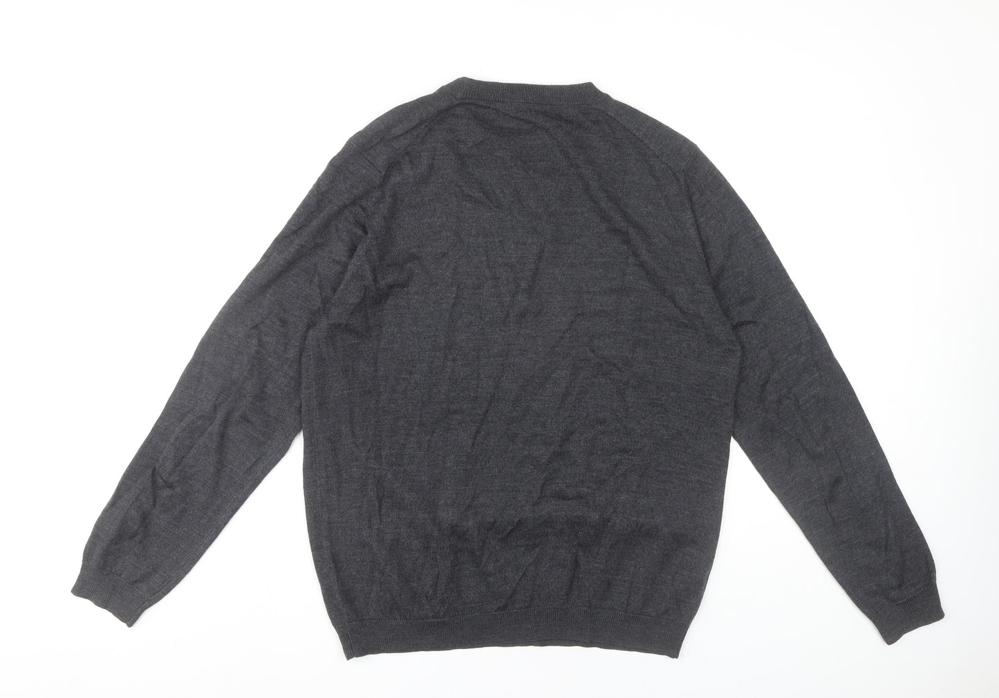 Austin Reed Mens Grey Wool Blend Jumper M Crew Neck Pullover