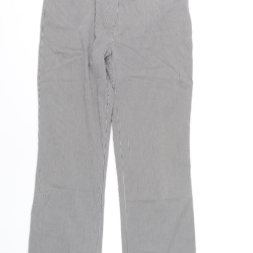 Golfino Womens UK 12 Black Check Straight Trousers Casual Smart
