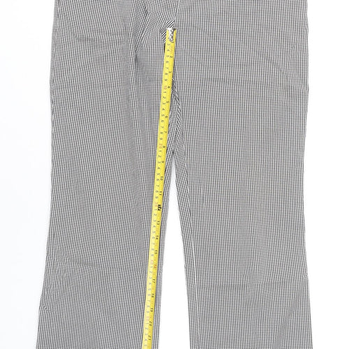 Golfino Womens UK 12 Black Check Straight Trousers Casual Smart