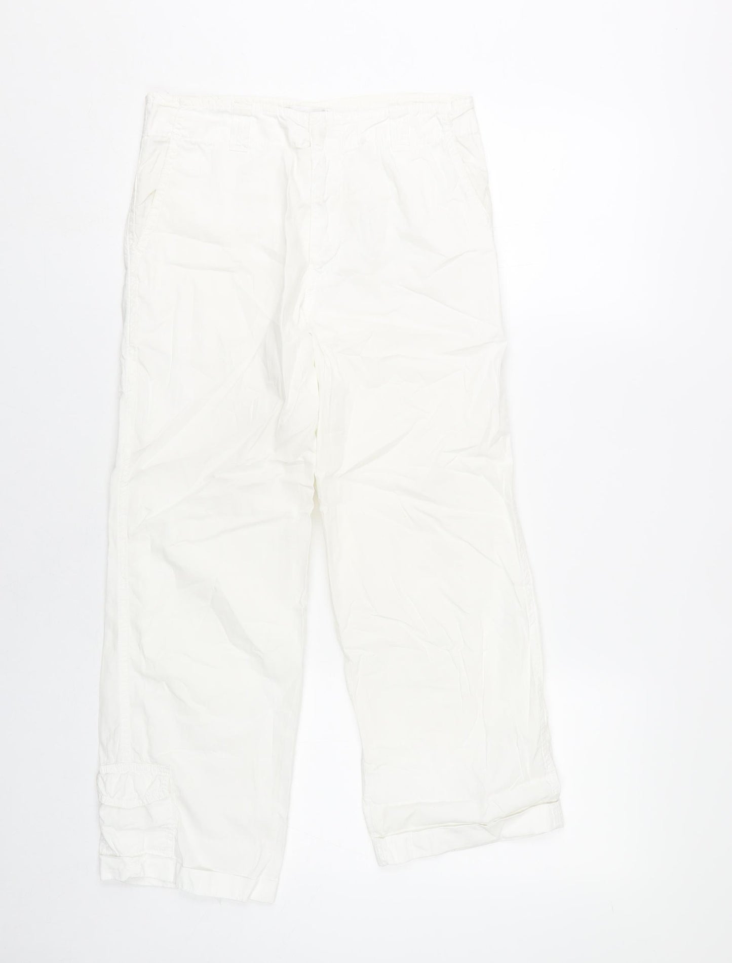 Topshop Womens White Cargo Straight Cotton Trousers Size 6