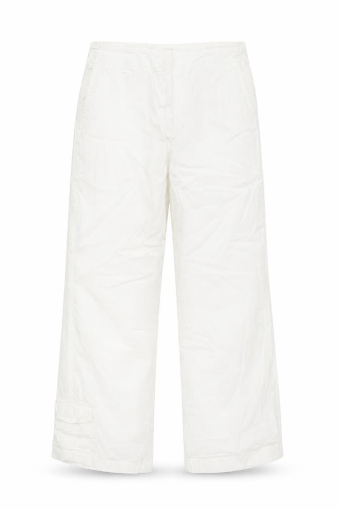 Front view of Topshop women’s white cargo straight cotton trousers, size UK 6