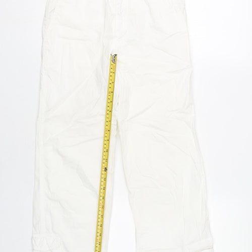 Topshop Womens White Cargo Straight Cotton Trousers Size 6