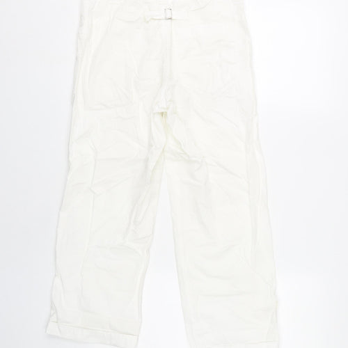 Topshop Womens White Cargo Straight Cotton Trousers Size 6