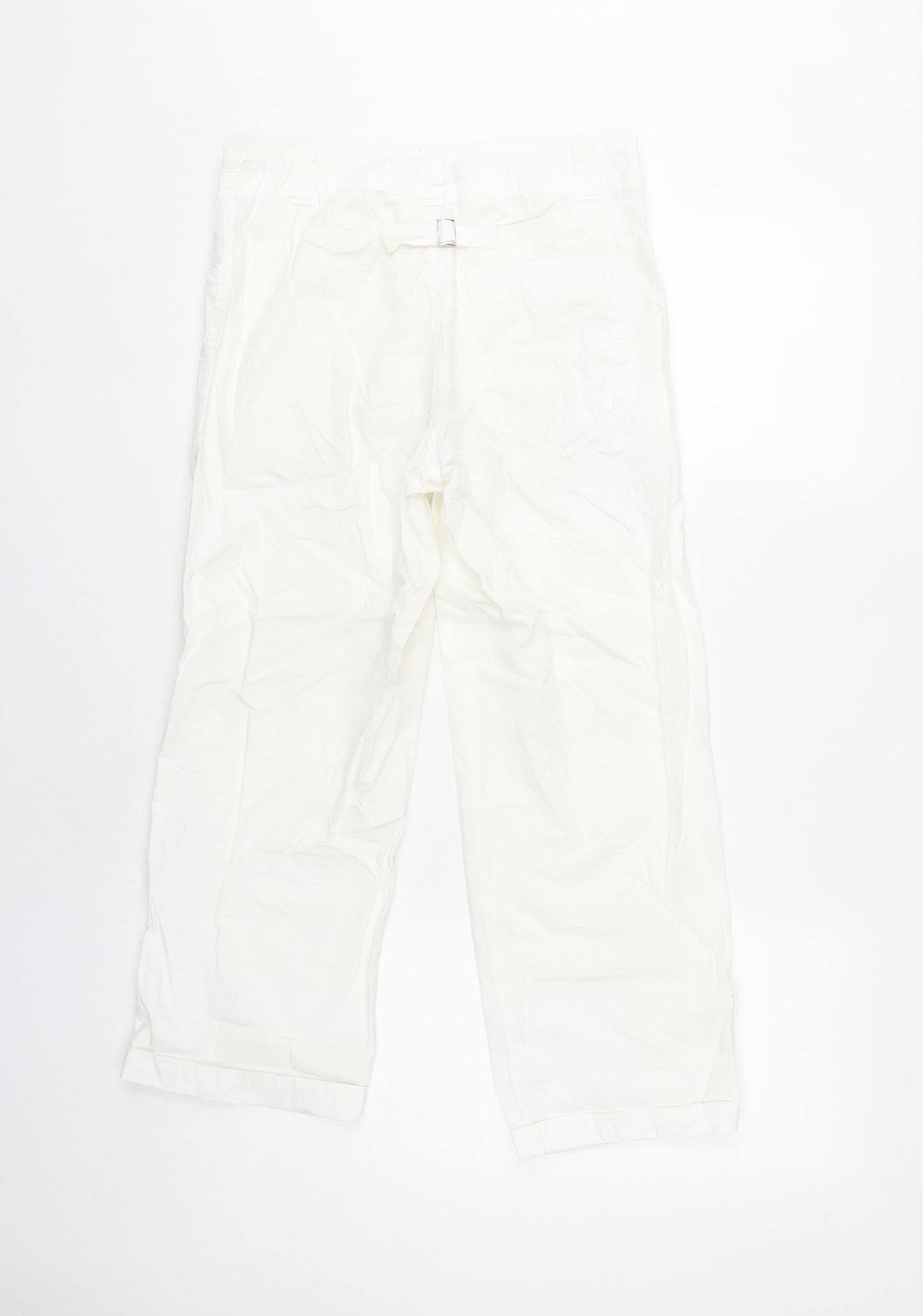 Topshop Womens White Cargo Straight Cotton Trousers Size 6