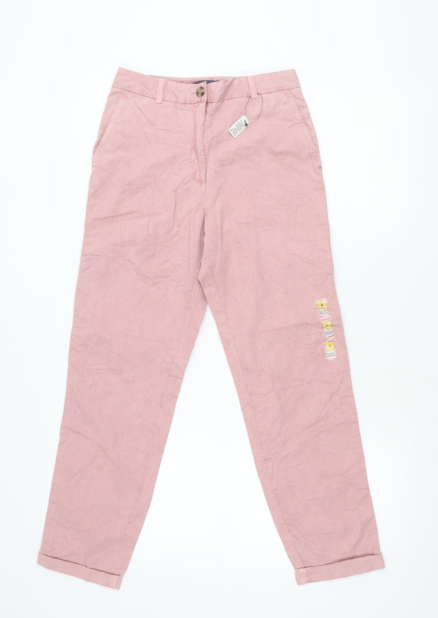 Marks and Spencer Womens Pink Size 6 Chino Cotton Trousers