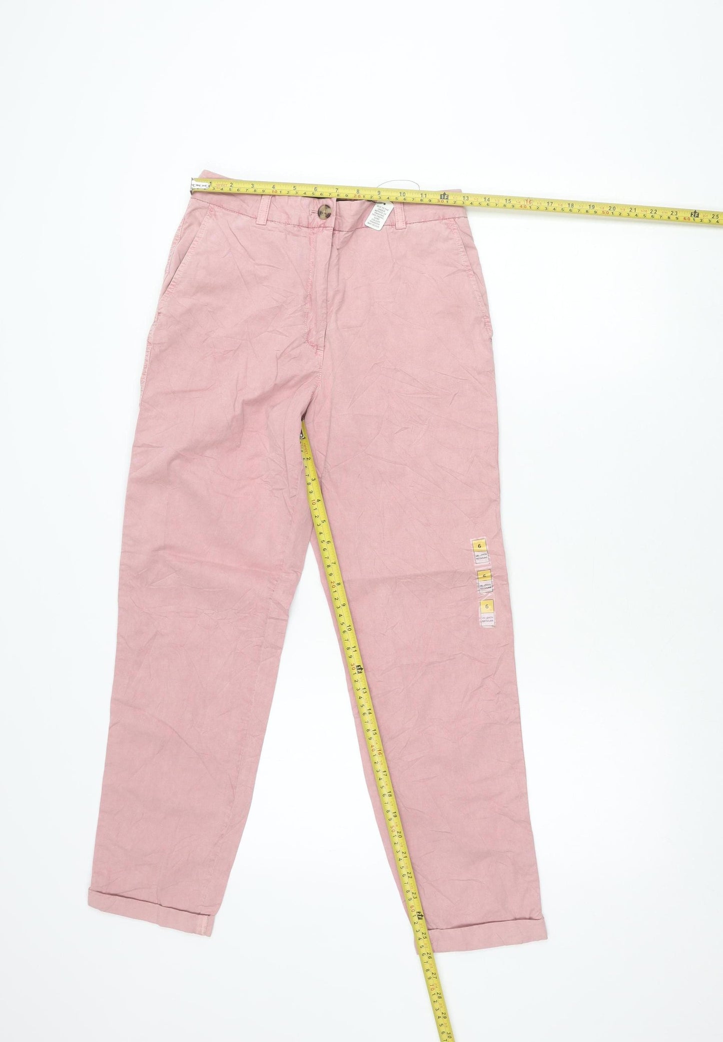 Marks and Spencer Womens Pink Size 6 Chino Cotton Trousers