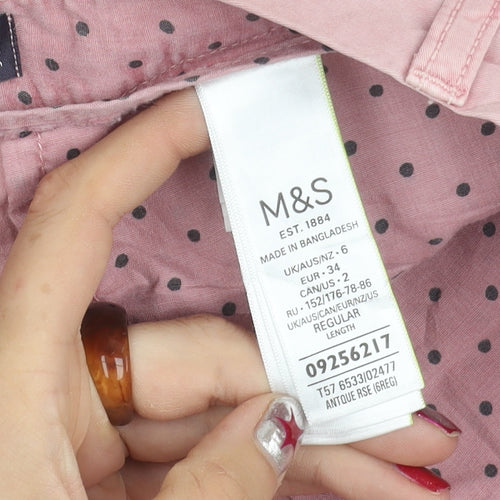 Marks and Spencer Womens Pink Size 6 Chino Cotton Trousers