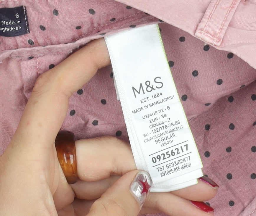 Marks and Spencer Womens Pink Size 6 Chino Cotton Trousers