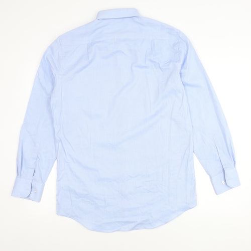Marks and Spencer Men's Blue Regular Fit Button-Up Shirt Size 15
