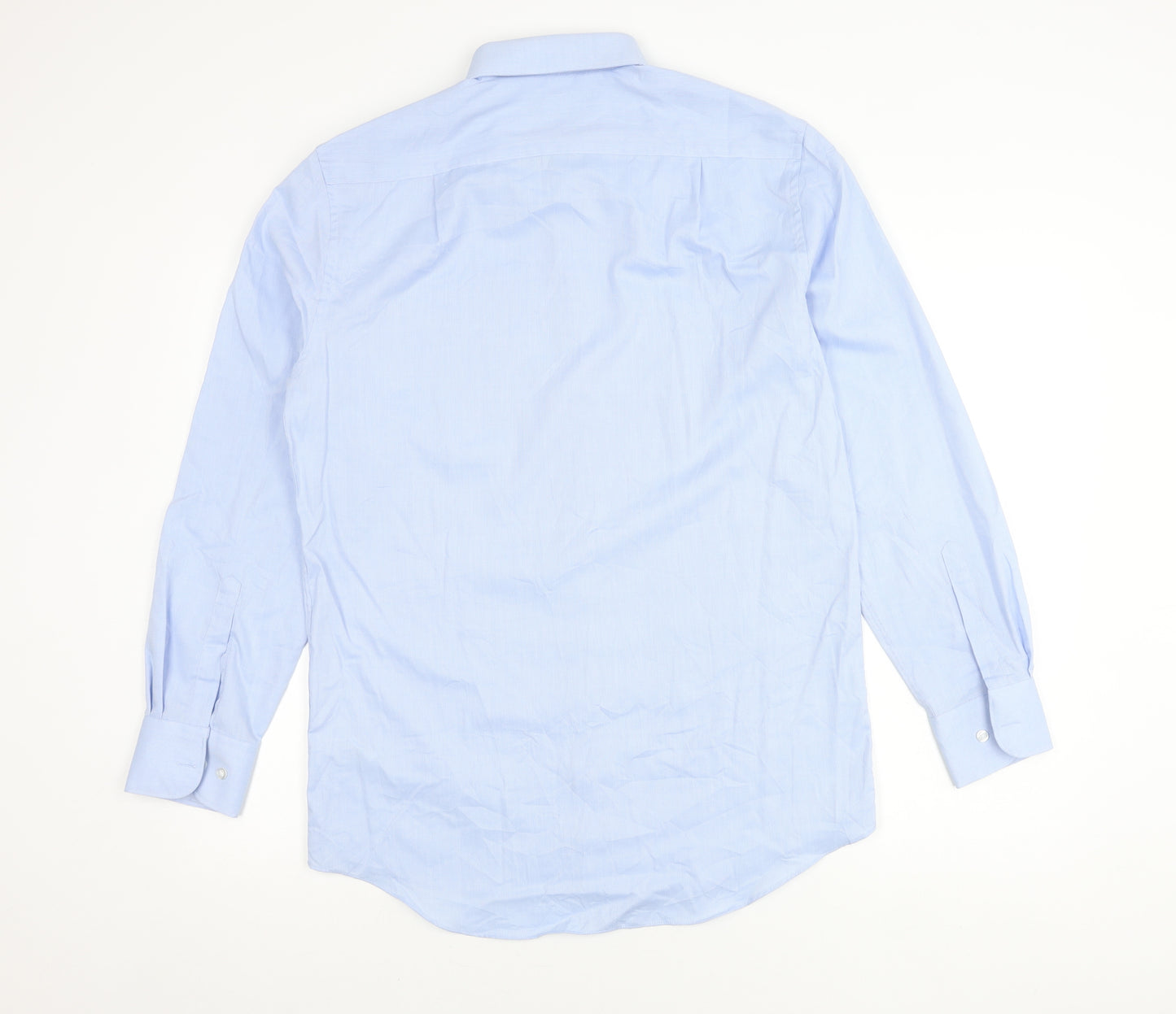 Marks and Spencer Men's Blue Regular Fit Button-Up Shirt Size 15