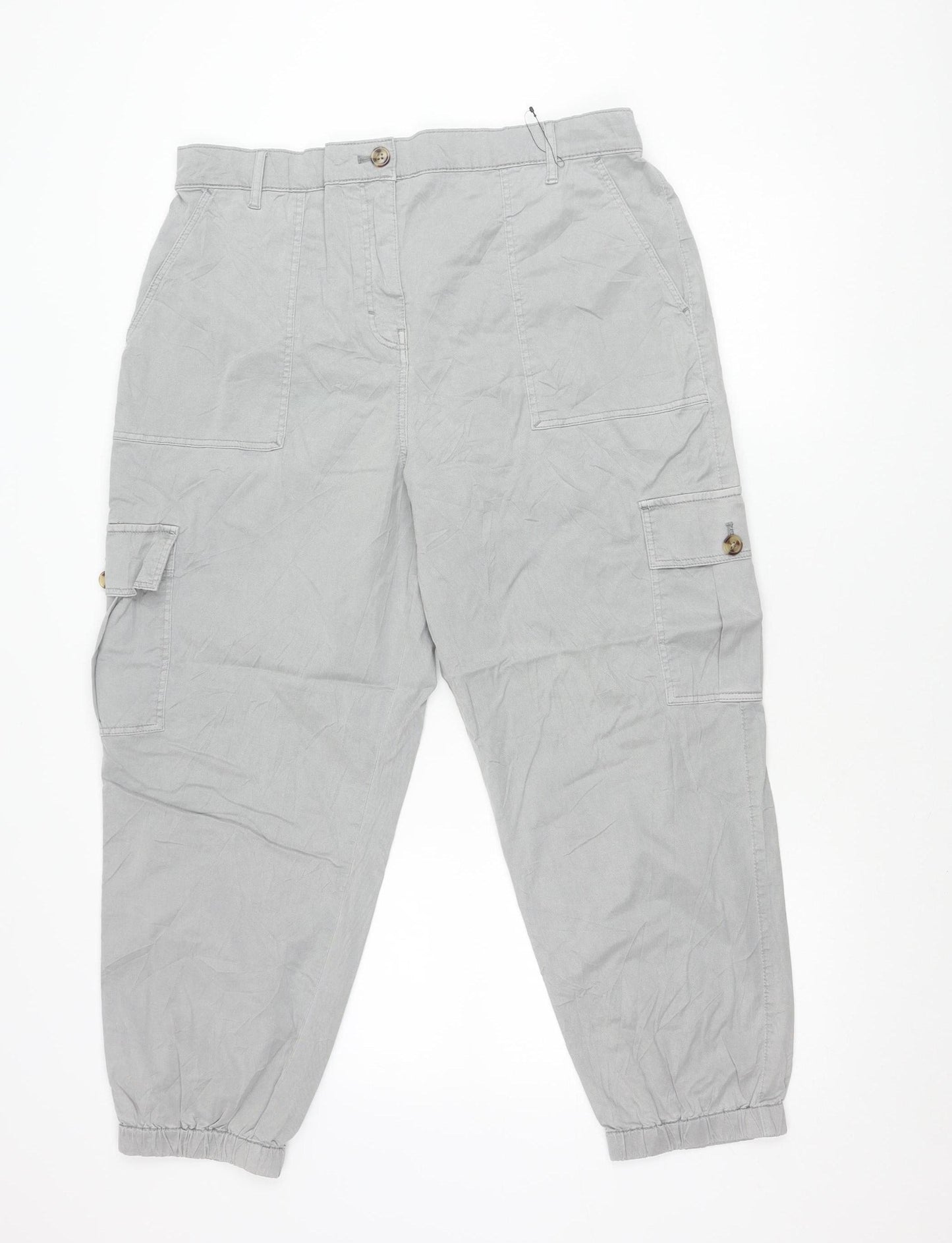 Marks and Spencer Women’s Grey Cargo Trousers Size 16 Regular