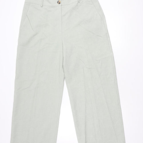 Marks and Spencer Womens Green Wide-Leg Trousers Size 18 Regular