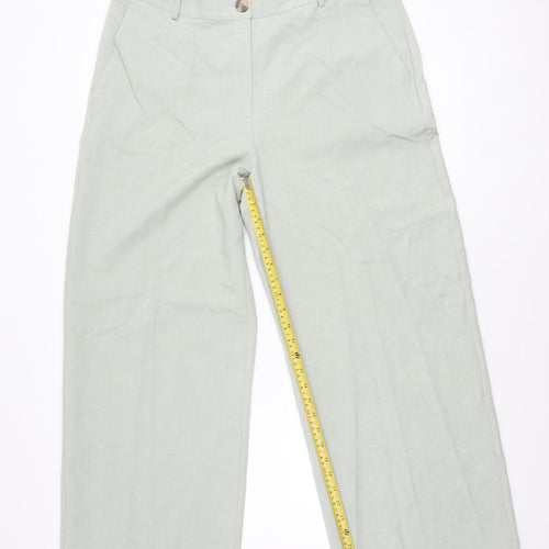 Marks and Spencer Womens Green Wide-Leg Trousers Size 18 Regular