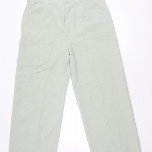 Marks and Spencer Womens Green Wide-Leg Trousers Size 18 Regular