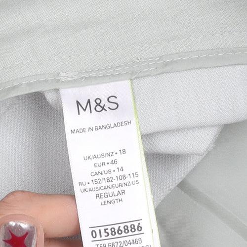 Marks and Spencer Womens Green Wide-Leg Trousers Size 18 Regular