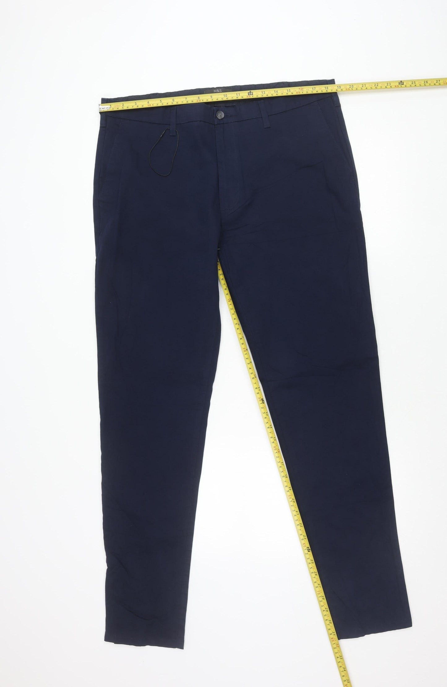 Marks and Spencer Mens Blue Chino Trousers 38W 33L Slim Fit
