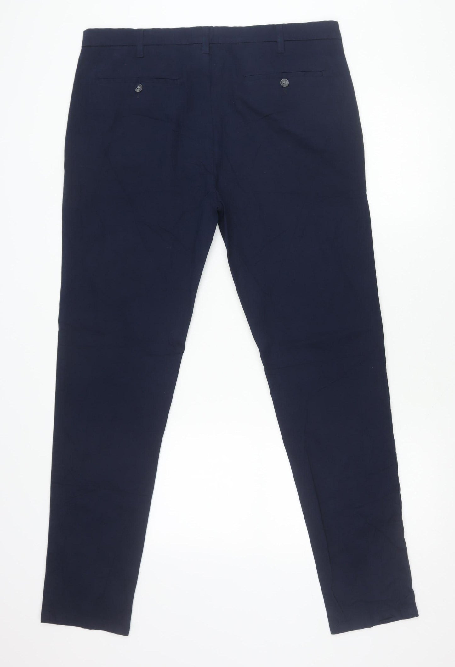 Marks and Spencer Mens Blue Chino Trousers 38W 33L Slim Fit