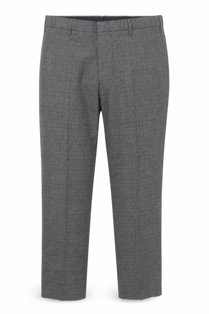 Marks and Spencer Men's Grey Check Slim Fit Dress Pants 38W 33L