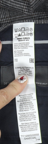 Marks and Spencer Men's Grey Check Slim Fit Dress Pants 38W 33L
