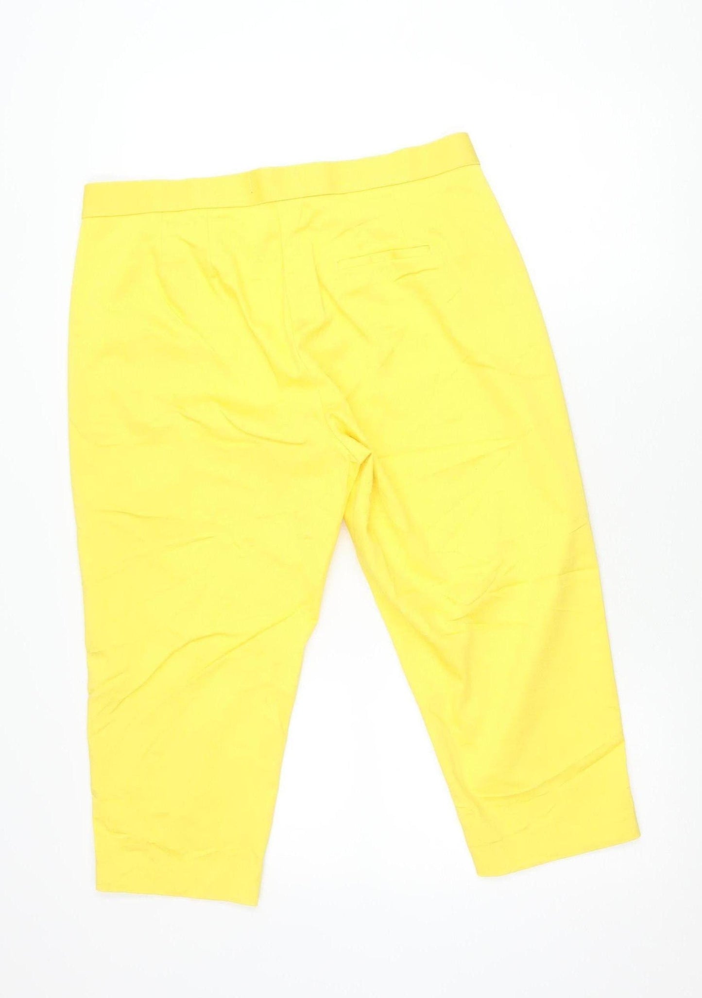 Marks and Spencer Womens Yellow Cropped Stretch Trousers Size 16