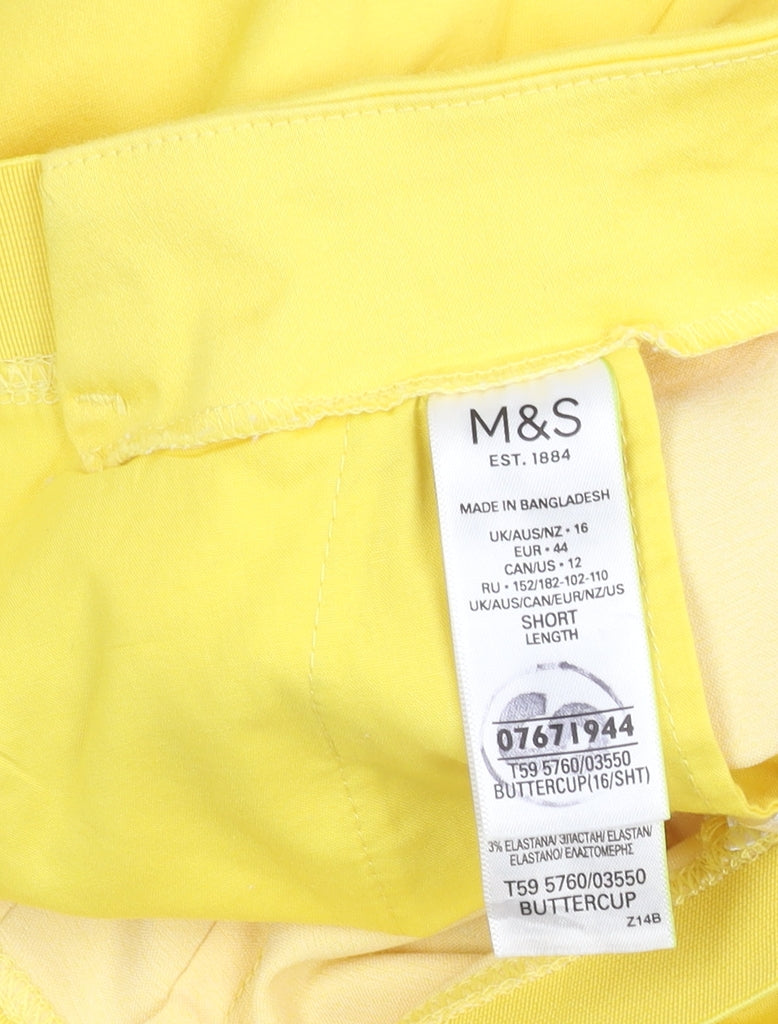 Marks and Spencer Womens Yellow Cropped Stretch Trousers Size 16