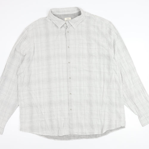 Marks and Spencer Mens Grey 3XL 50-52 inches Regular Fit Check Long Sleeve Shirt