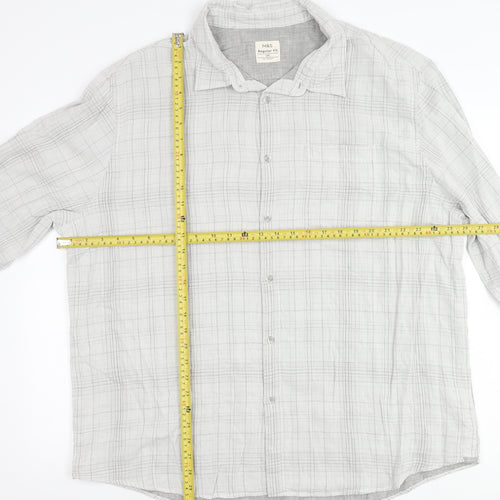 Marks and Spencer Mens Grey 3XL 50-52 inches Regular Fit Check Long Sleeve Shirt