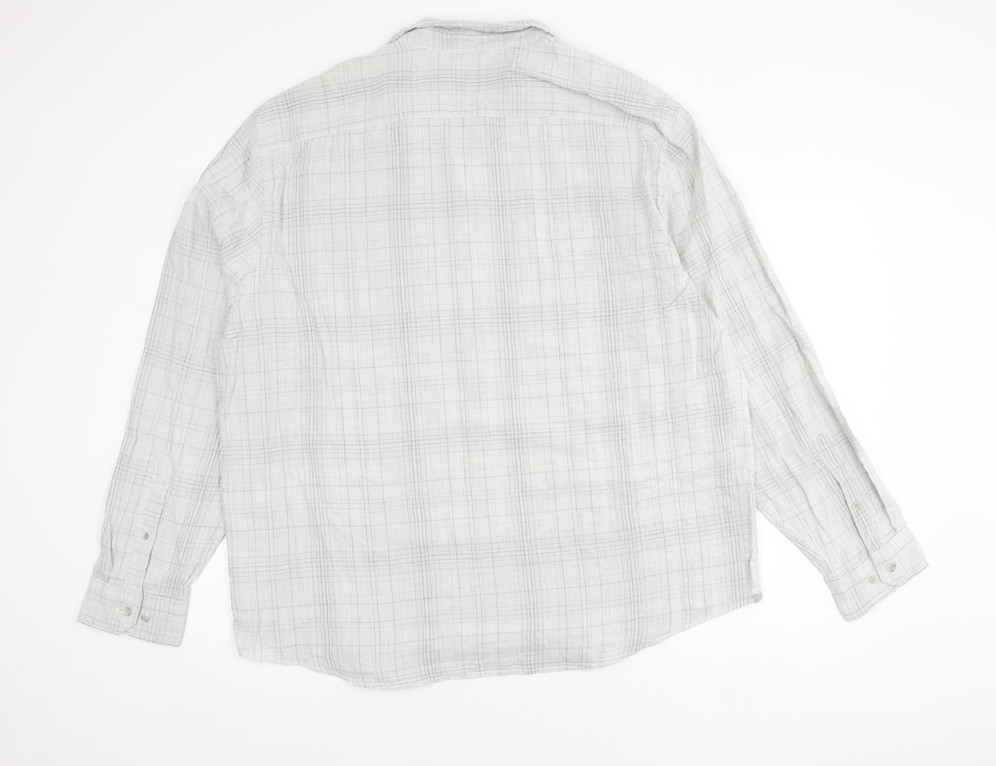 Marks and Spencer Mens Grey 3XL 50-52 inches Regular Fit Check Long Sleeve Shirt