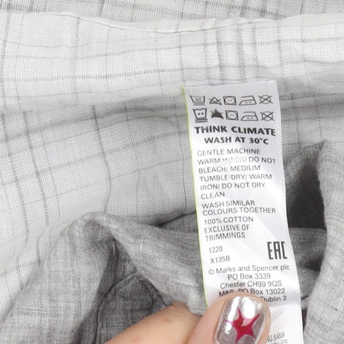 Marks and Spencer Mens Grey 3XL 50-52 inches Regular Fit Check Long Sleeve Shirt