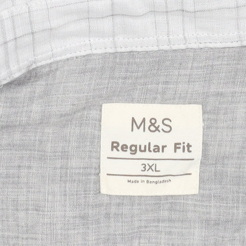 Marks and Spencer Mens Grey 3XL 50-52 inches Regular Fit Check Long Sleeve Shirt