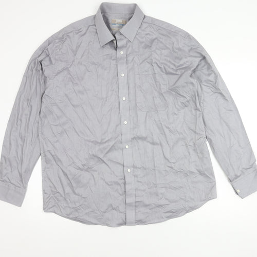 Marks and Spencer Men’s Grey Cotton Long Sleeve Classic Fit Shirt 17.5 44"-45"