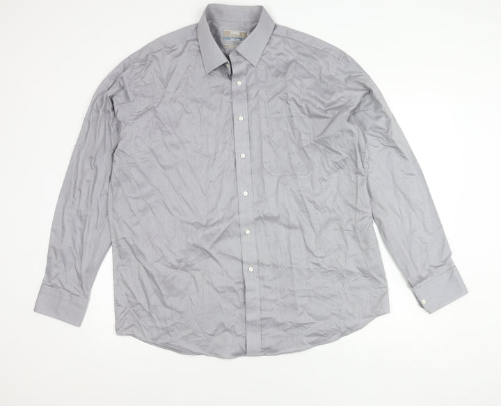 Marks and Spencer Men’s Grey Cotton Long Sleeve Classic Fit Shirt 17.5 44"-45"